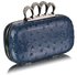 LSE00188A - Navy Ostrich  Knuckle Rings Evening Bag