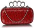 LSE00188A - Red Ostrich Knuckle Rings Evening Bag