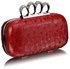 LSE00188A - Red Ostrich Knuckle Rings Evening Bag