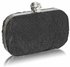 LSE0034 -  Women's Black Skull Clasp Clutch