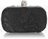 LSE0034 -  Women's Black Skull Clasp Clutch