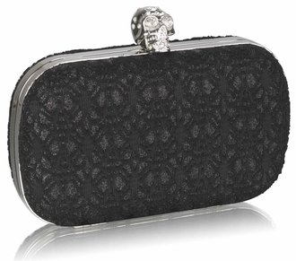 LSE0035 - Black Satin Evening Clutch Bag