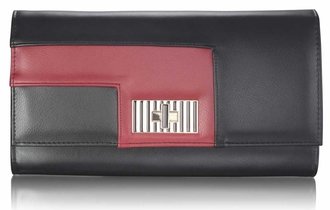 LSE00232 - Black / Burgundy Twist Lock Purse