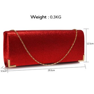 red sparkle clutch bag