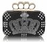 LSE0046 - Black Crown Diamante Clutch Bag
