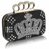 LSE0046 - Black Crown Diamante Clutch Bag