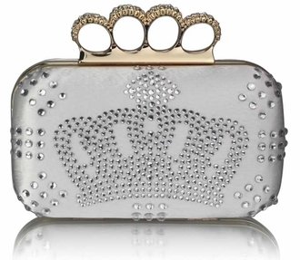 LSE0046 - Ivory Crown Diamante Clutch Bag