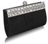 LSE0045 - Black Ruched Satin Clutch With Crystal Decoration