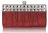 LSE0045 - Red Ruched Satin Clutch With Crystal Decoration