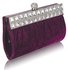 LSE0045 - Fuchsia Ruched Satin Clutch With Crystal Decoration