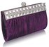 LSE0045 - Purple Ruched Satin Clutch With Crystal Decoration