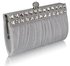 LSE0045 - White Ruched Satin Clutch With Crystal Decoration