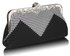 LSE0047 - Black/Silver Beaded Crystal Clutch Bag