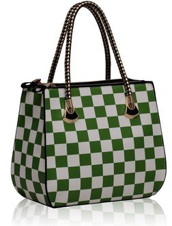 LS00135 - Green and White Checkered Print Grab Bag