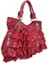 LS0012 -  Red Ruffle Tote Shoulder Bag With Buckle Detail