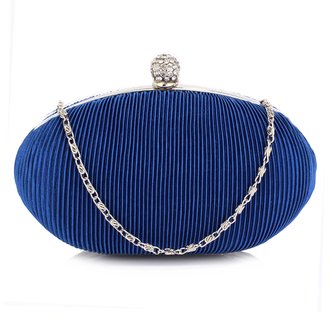 LSE0092 - Royal Blue Crystal Satin Evening Clutch