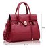 LS0029L - Fuchsia Croc Flap Over Twist Lock Satchel