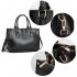 AG00184NEW - 3 top Zip Black Tote Handbag