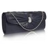 LSE0067- Navy Sparkly Crystal Satin Clutch purse