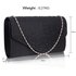 LSE0070 (NEW) - Black Diamante Design Evening Flap Over Party Clutch Bag