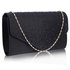 LSE0070 (NEW) - Black Diamante Design Evening Flap Over Party Clutch Bag