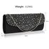 LSE00253 - Black / Silver Diamante Design Evening Flap Over Party Clutch Bag