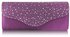 LSE00253 - Purple Diamante Design Evening Flap Over Party Clutch Bag