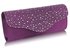LSE00253 - Purple Diamante Design Evening Flap Over Party Clutch Bag