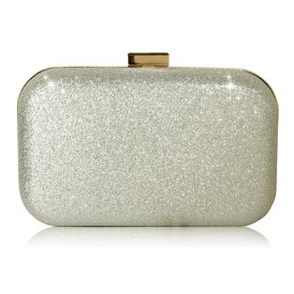 LSE00256 - Silver Glitter Clutch Bag