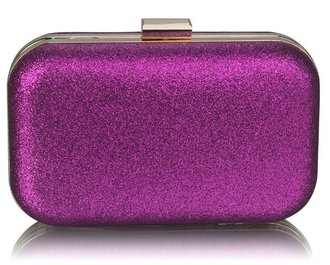LSE00256 - Purple Glitter Clutch Bag