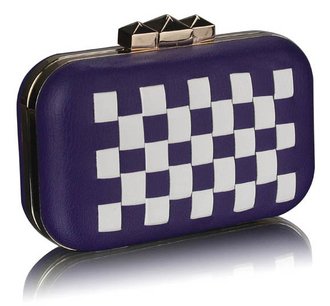 LSE0059 - Navy/White Hardcase Clutch Bag