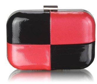 LSE0061 - Black / Red  Hardcase Clutch Bag