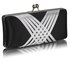 LSE0062 - Black / White Satin Evening Clutch Bag