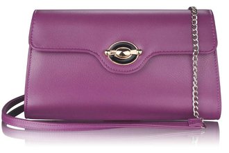 LSE00255 - Purple Twist Lock Flapover Clutch Purse