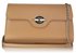 LSE00255 - Nude Twist Lock Flapover Clutch Purse