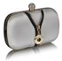 LSE00262 - Ivory Satin Clutch With Crystal Decoration