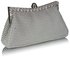 LSE00139-  Sparkly White Crystal Satin Clutch purse