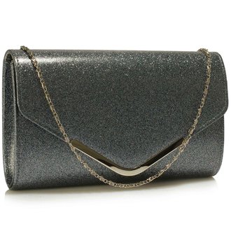 LSE00266 -  Grey Large Flap Clutch purse