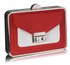 LSE00268 - Red / White Hardcase Clutch Bag With Long Chain