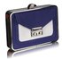 LSE00268 - Navy / White Hardcase Clutch Bag With Long Chain