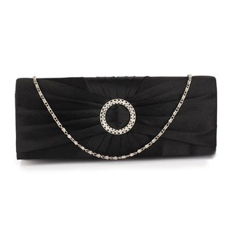 LSE00269 - Wholesale & B2B Black Sparkly Crystal Satin Evening Bag Supplier & Manufacturer