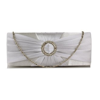 LSE00269 - Wholesale & B2B Silver Sparkly Crystal Satin Evening Bag Supplier & Manufacturer