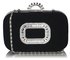 LSE00275 - Black Sparkly Crystal Satin Evening Bag