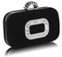 LSE00275 - Black Sparkly Crystal Satin Evening Bag
