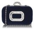 LSE00275 - Navy Sparkly Crystal Satin Evening Bag