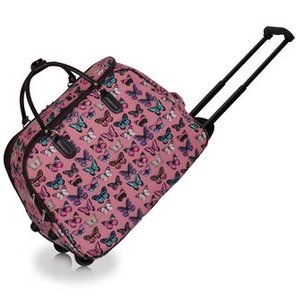 LS00309B- Pink Light Travel Holdall Trolley Luggage With Wheels - CABIN APPROVED