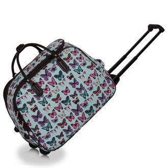 LS00309B- Blue Light Travel Holdall Trolley Luggage With Wheels - CABIN APPROVED