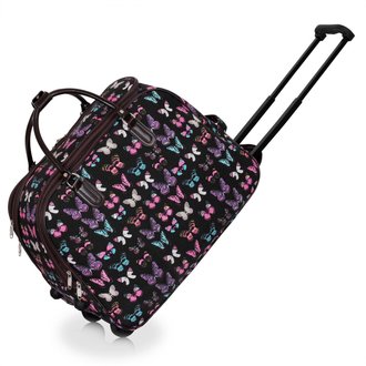 LS00309B- Black Light Travel Holdall Trolley Luggage With Wheels - CABIN APPROVED