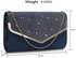 LSE00264 -  Navy Large Diamante Flap Clutch purse