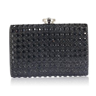LSE00267 -  Black Diamante Clutch purse